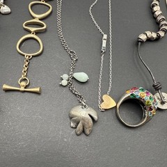 Lot Of Fossil Signed Rose Gold Tone Necklaces And Bracelet Earrings Rings J150