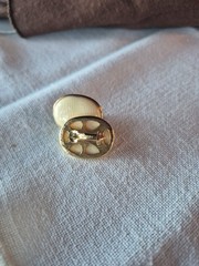 Vintage Napier Post/Clip-on 1 Inch Earrings With Cream Ston On Gold