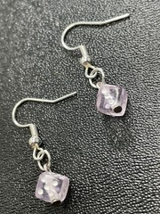 Vintage 1.1” Pink Dice Lucite Beaded Dangle Earrings