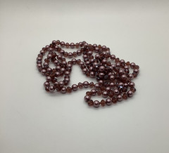 Vtg AB Smoky Lavender Purple Bead & Faux Pearl 59” Flapper Necklace Long