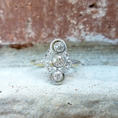 Antique Edwardian Lab Created Diamond Wedding Ring in 14k Yellow Gold Finish
