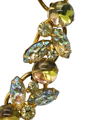 RARE Juliana by D&E Iridescent Corn Kernel & Green/Pink Cabochon Link Bracelet