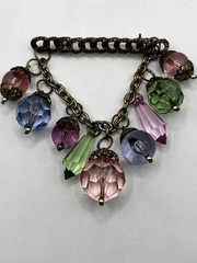 Vintage Pastel Multicolor Bar Brooch Earrings Set Acrylic Dangle Charms