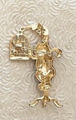 Vintage Style Cat & d Bird In Cage brooch / pendant
