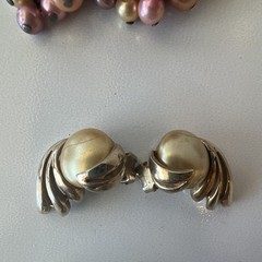 VTG 7 Pair Mixed Lot ClipOn Earrings Faux Pearl Metal Gold Silver Japan