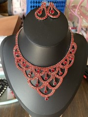 🔥Vintage Style Red Bib Necklace Earrings Set Not Signed (was $110.)