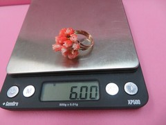 Vintage 14k Solid Yellow Gold Angel Skin Coral Cluster Ring – Size 5 – 6 Grams