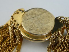 Vintage Mid Century Multi Strand Layered Fancy Link Choker Necklace Gold Tone
