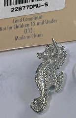 Vtg Seahorse Earrings Silver & Gold Tone Multi-color pierced Crystal Ave NOS