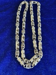 Vintage Sterling Roman Cross Shield &Columns Barrel Bead Handmade Necklace Nice!