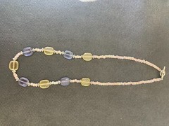 Necklace Art Glass Lavender, Yellow, and Pink Beads 18-inches