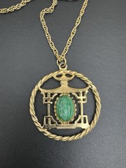 Vintage JULIANA D&E Pagoda Pendant Necklace/1980 Book Piece