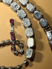 Rare, Vintage Weiss Magenta Rhinestone Necklace Bracelet-Costume Jewelry-AS IS