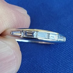 Original EARTH MINED DIAMOND slim Wedding BAND Antique PLATINUM Stacking RING