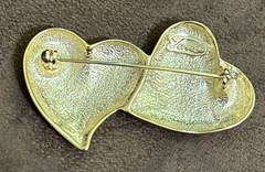 3 Vintage Goldtone Pins – Double Heart Signed Tona / Rose / Small Bumble Bee