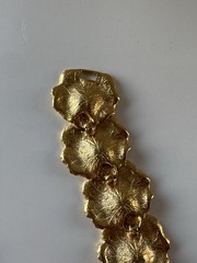 Les Bernard Runway Necklace Earrings Set Statement Signed Lilly Pads Gold Plate