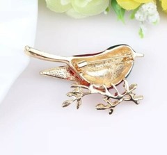 Bird Chickadee Yellow Vintage Gold Pin Brooch D-3616