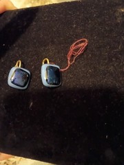 Women Square Blown Glass Blue Clip-on Earrings