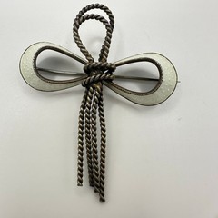 N. A. Jorgensen Norway 925 sterling silver white guilloche enamel bow brooch