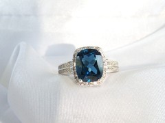 Vintage Sterling Silver 925 Natural Heated London Blue Topaz Ring Size 7