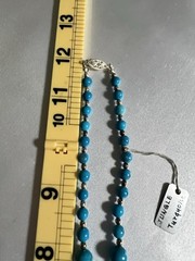 Vintage Jungle Turquoise Graduated Bead Necklace 24″ 58g ROC Clasp Artisan