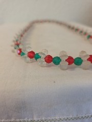 Vintage Red, White And Green Necklace Approx. 30 Inches
