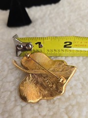 Vintage BSK Brooch Pin Leaf trimmed with Rhinestones 1.5 X 2.0 Inches