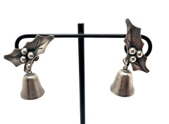 Vintage Screw-Back Taxco Holly Berry Bell Earrings