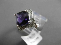 ESTATE LARGE 2.25CTW DIAMOND & AAA AMETHYST 14KT WHITE GOLD FLORAL STAR RING