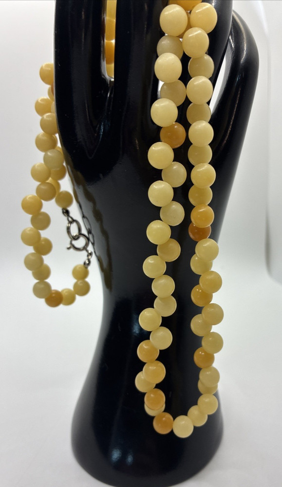 Vintage Necklace Acrylic Beaded Honey Beige Ivory Cream Offset Strung Retro