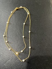 Nolan Miller Necklace Faux Pearl Gold Tone Chain Signed 30 In