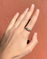 Vintage 14k Gold Two Tone Finish Art Deco Lab Created Diamond Wedding Gift Ring