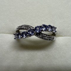 Amazing 10K Solid White Gold Tanzanite Diamond Gemstone Ring Size 6.75, 2.48g