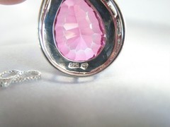 Sterling Silver 925 Pink Topaz Large Slide Pendant Necklace