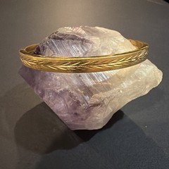 Vintage Marathon 14K Gold Filled Engraved Wheat Leaf Pattern Bangle Bracelet