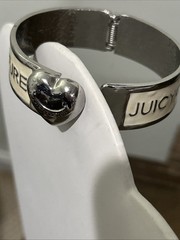 Juicy Couture Cuff Bracelet Hinged Enamel Metal Puff Heart Closure Vintage