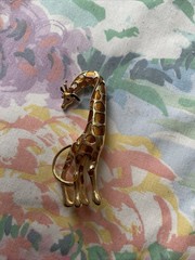 Vintage Giraffe Brooch / Pendant Gold Tone, 2 Brooch Lot Unsigned Rhinestones