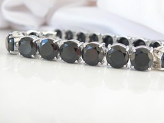 Sterling Silver 925 Natural 50tcw Black Spinel Tennis Bracelet 8″