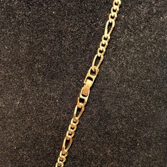 NECKLACE BRACELET SET goldtone metal figaro chain fold over clasp vintage