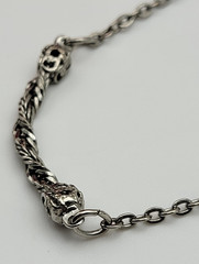 Vtg. Silver Tone Twisted Chain Charm Necklace 17″ Spring Ring Clasp Minimalist