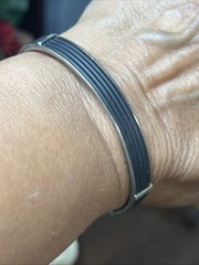 57. Vintage BIB 925 Sterling Artificial Elephant Hair Cuff Bracelet 17.2g, 6 3/4