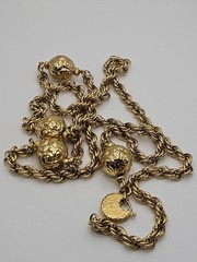 Vintage Yves Saint Laurent YSL Gold Tone Rope Chain Necklace AS IS