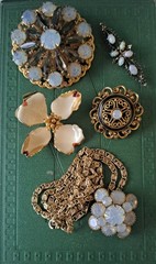 Vintage Opaline Glass Opal & Aurora Borealis Jewelry Lot