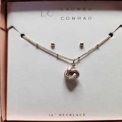 Vintage Knot Pendant Rose Goldtone 16″ Necklace Stud Earrings Lauren Conrad NEW