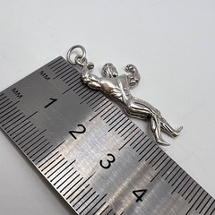 Vintage Sterling Silver 925 Bodybuilder Pendant Gym Fitness Jewelry Signed 4.3g