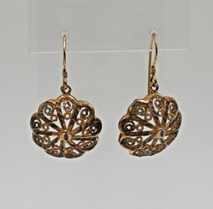 925 MD Vermeil Filigree Drop Earrings 1.5in Sterling Silver 5g Gold Wash Estate