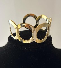 80s Gold Tone Cuff Bracelet | Chunky Open Link Bracelet | Vintage Statement Jewe