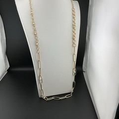 Vtg NineWest Necklace GoldT Paperclip & Round Link Chains Faux Pearls NWT 38-41”