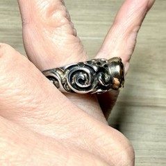 Dian Malouf Sterling Silver & 14K Gold Abstract Swirl Citrine Ring, Size 8