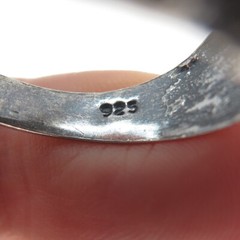 925 Sterling Silver Vintage Modernist Nugget Oxidized Ring Size 11.75
